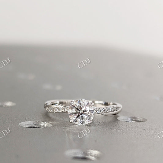 Infinity Twisted Band Moissanite White Gold Engagement Ring  customdiamjewel 10KT White Gold VVS-EF