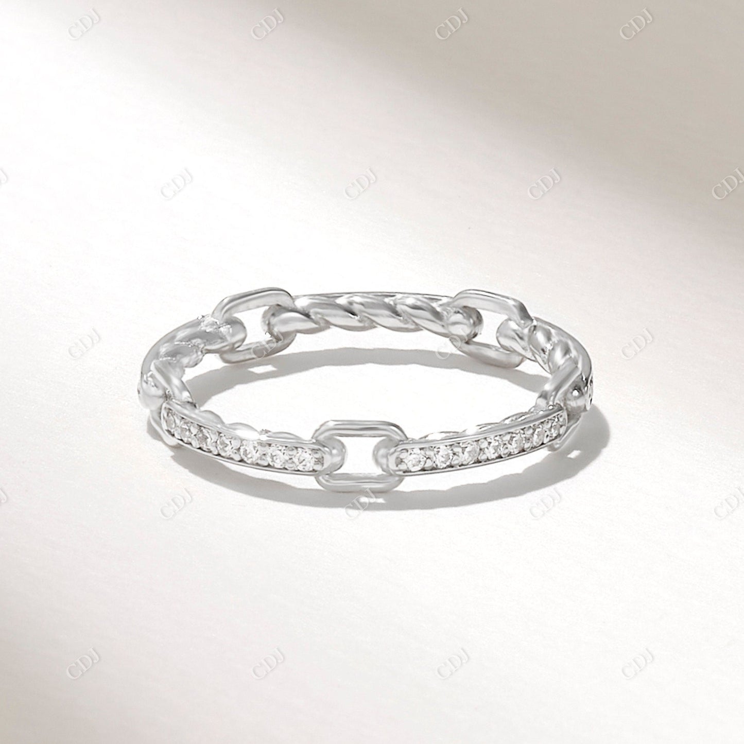 0.23CTW Round Lab Grown Diamond Open Link Band Ring  customdiamjewel 10KT White Gold VVS-EF