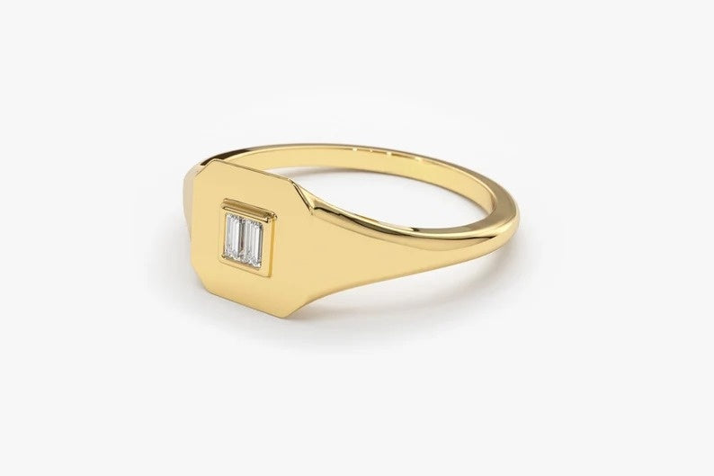 0.09CTW Classic Minimalist Baguette Lab Grown Diamond Ring  customdiamjewel   