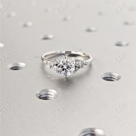 Round Cut Moissanite Cluster Diamond Wedding Ring  customdiamjewel 10KT White Gold VVS-EF