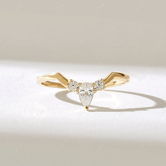 0.23CTW Lab Grown Diamond Curved Wedding Ring  customdiamjewel 10KT Yellow Gold VVS-EF