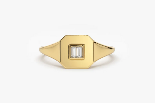 0.09CTW Classic Minimalist Baguette Lab Grown Diamond Ring  customdiamjewel Sterling Silver Yellow Gold VVS-EF
