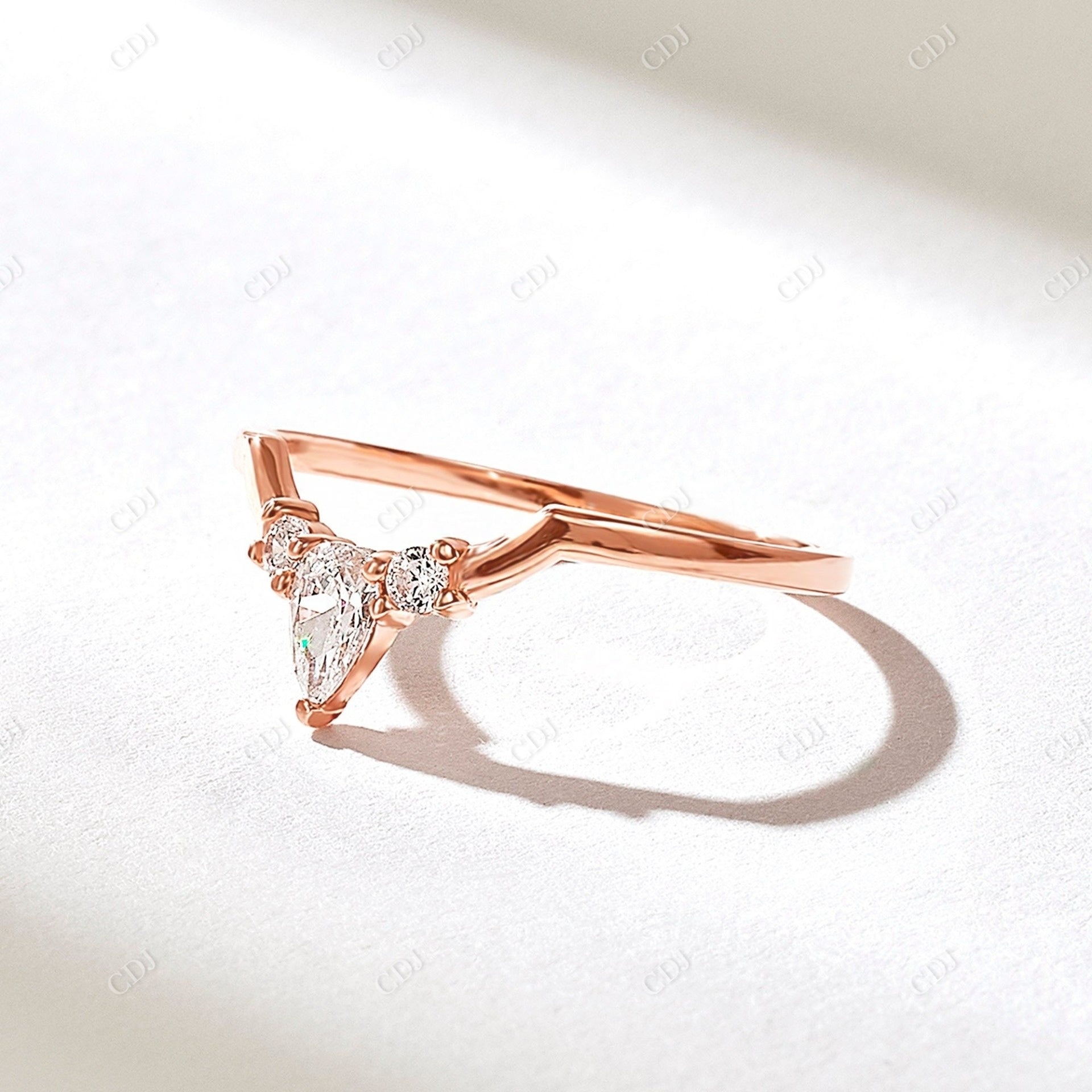 0.23CTW Real Diamond Crown Curved Engagement Ring  customdiamjewel 10KT Rose Gold VVS-EF