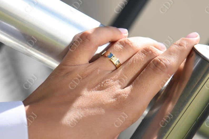 0.11CTW Round Cut Natural Diamond Thick Star Wedding Band  customdiamjewel   