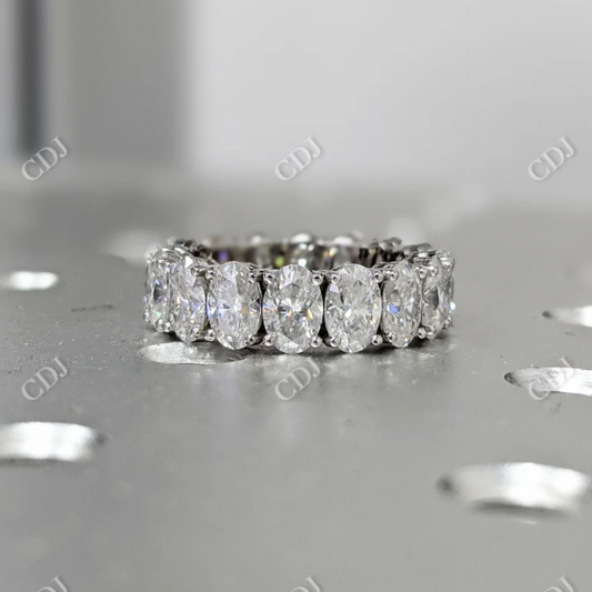 7.0CTW Oval Cut Moissanite Full Eternity Wedding Band  customdiamjewel 10KT White Gold VVS-EF