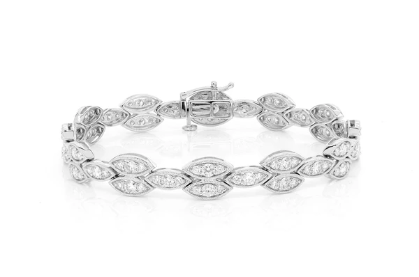 5.25CTW Milgrain Marquise Cluster Link Diamond Bracelet  customdiamjewel   