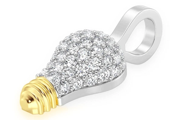 0.50CTW Light Bulb Diamond White Gold Pendant customdiamjewel