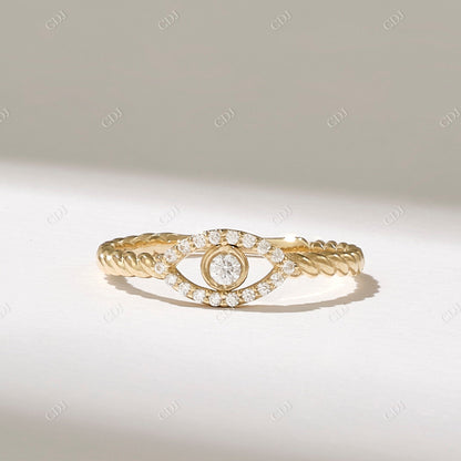 0.19CTW Natural Diamond Minimalist Evil Eye Ring  customdiamjewel 10KT Yellow Gold VVS-EF