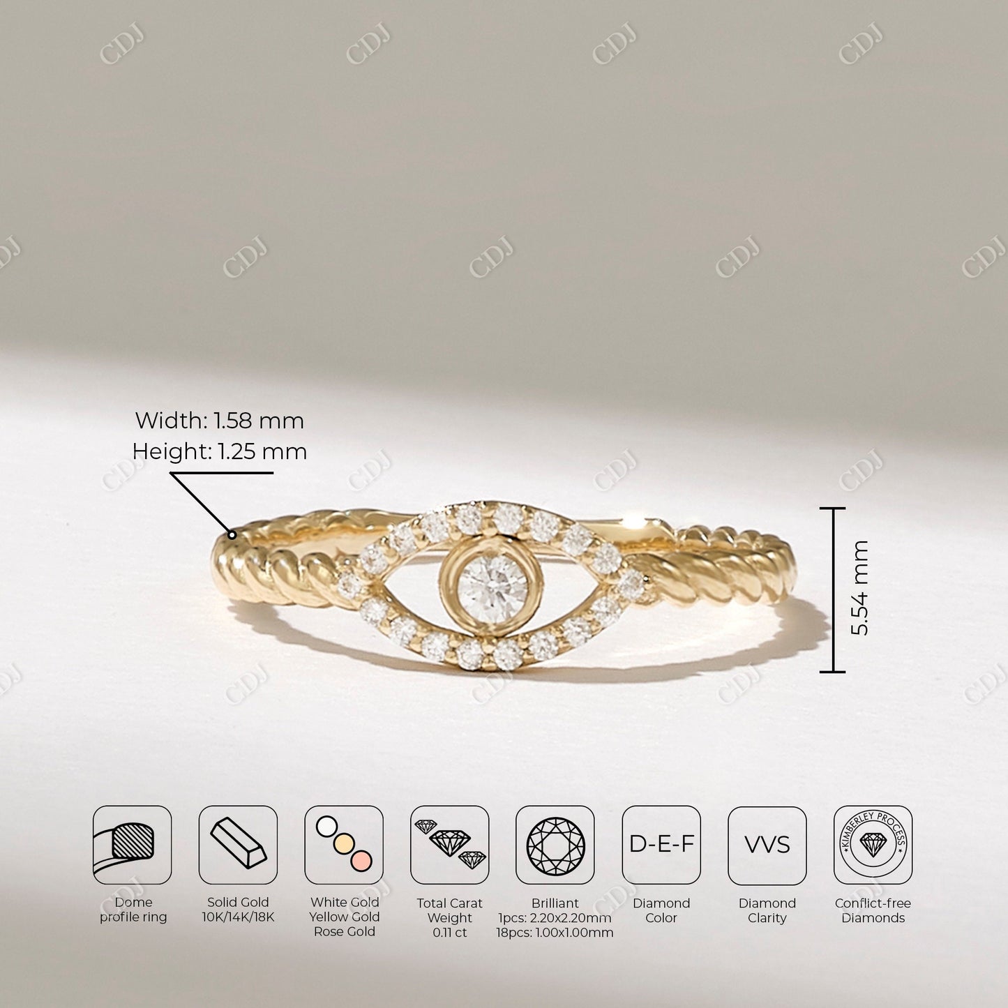 0.19CTW Natural Diamond Minimalist Evil Eye Ring  customdiamjewel   