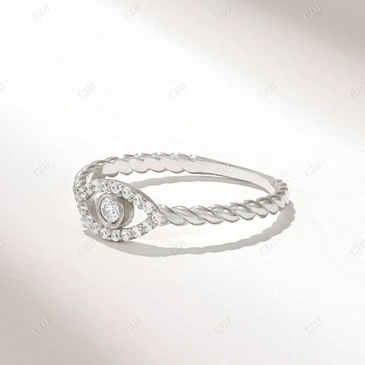 0.19CTW Natural Diamond Minimalist Evil Eye Ring  customdiamjewel 10KT White Gold VVS-EF