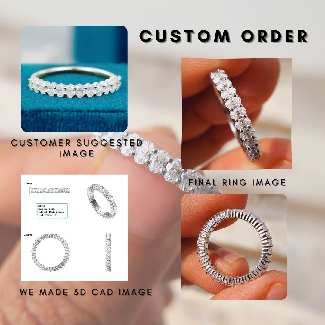 Oval Diamond Full Eternity Band, Moissanite Oval Shape Diamond Wedding Band  customdiamjewel   