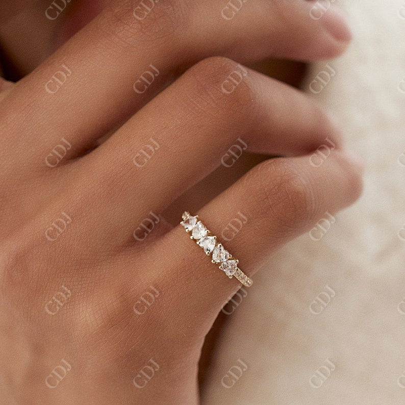 0.70CTW Heart Shape Natural Diamond Half Eternity Engagement Ring  customdiamjewel   