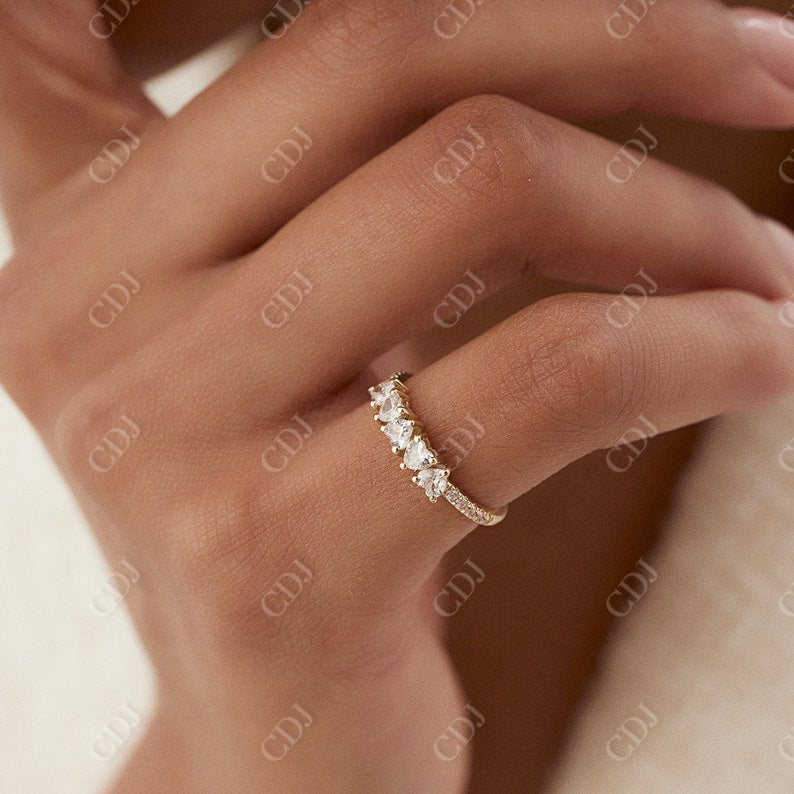 0.70CTW Heart Shape Natural Diamond Half Eternity Engagement Ring  customdiamjewel   