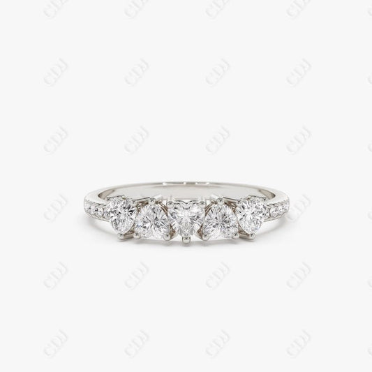 0.70CTW Lab Grown Diamond Heart Cut Micro Pave Ring  customdiamjewel 10KT White Gold VVS-EF