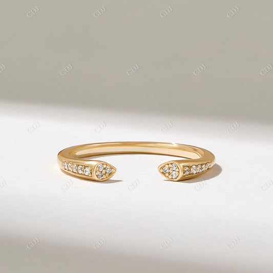 0.07CTW Diamond Open Cuff Wedding Ring  customdiamjewel 10KT Yellow Gold VVS-EF
