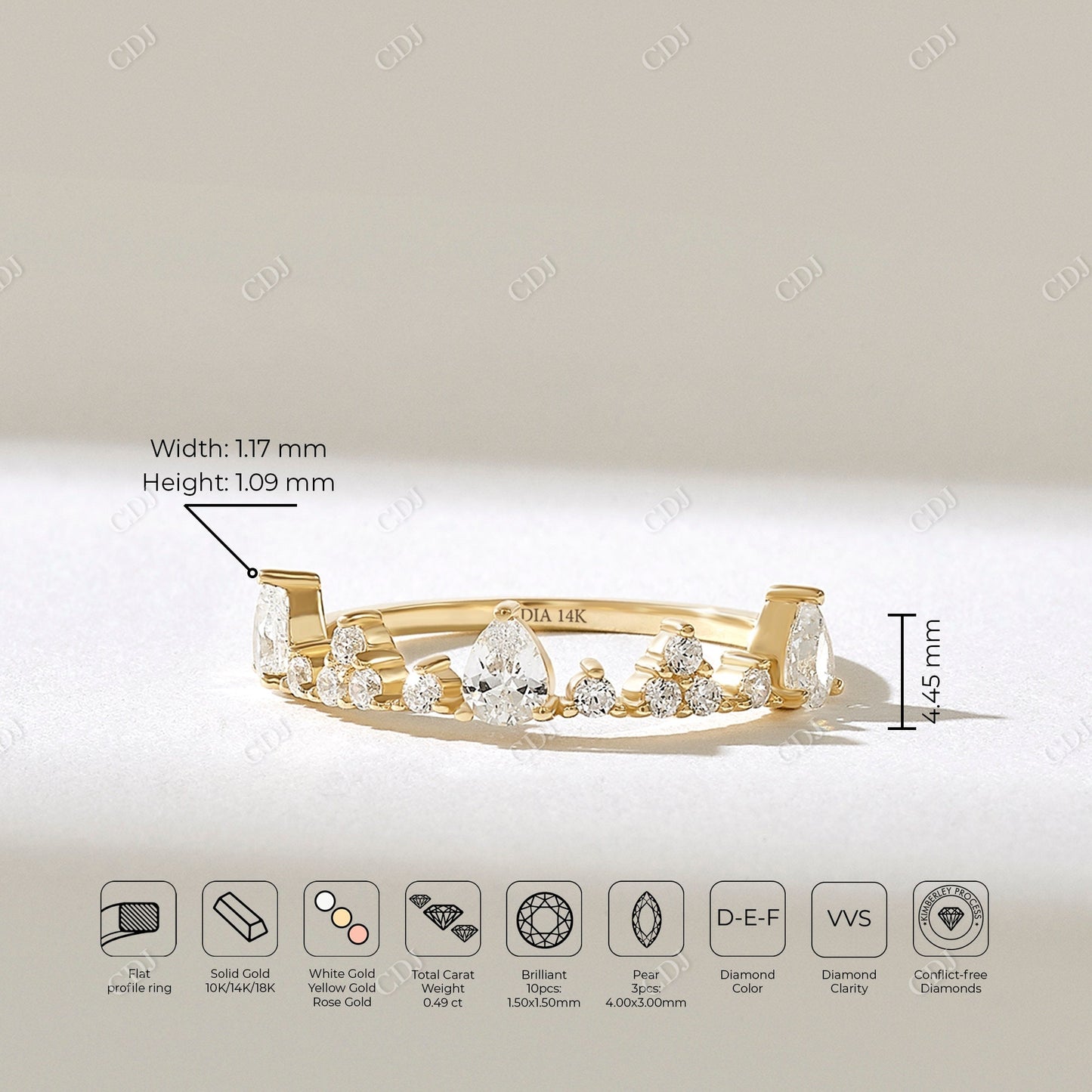 0.49CTW Lab Grown Diamond Crown Stackable Band