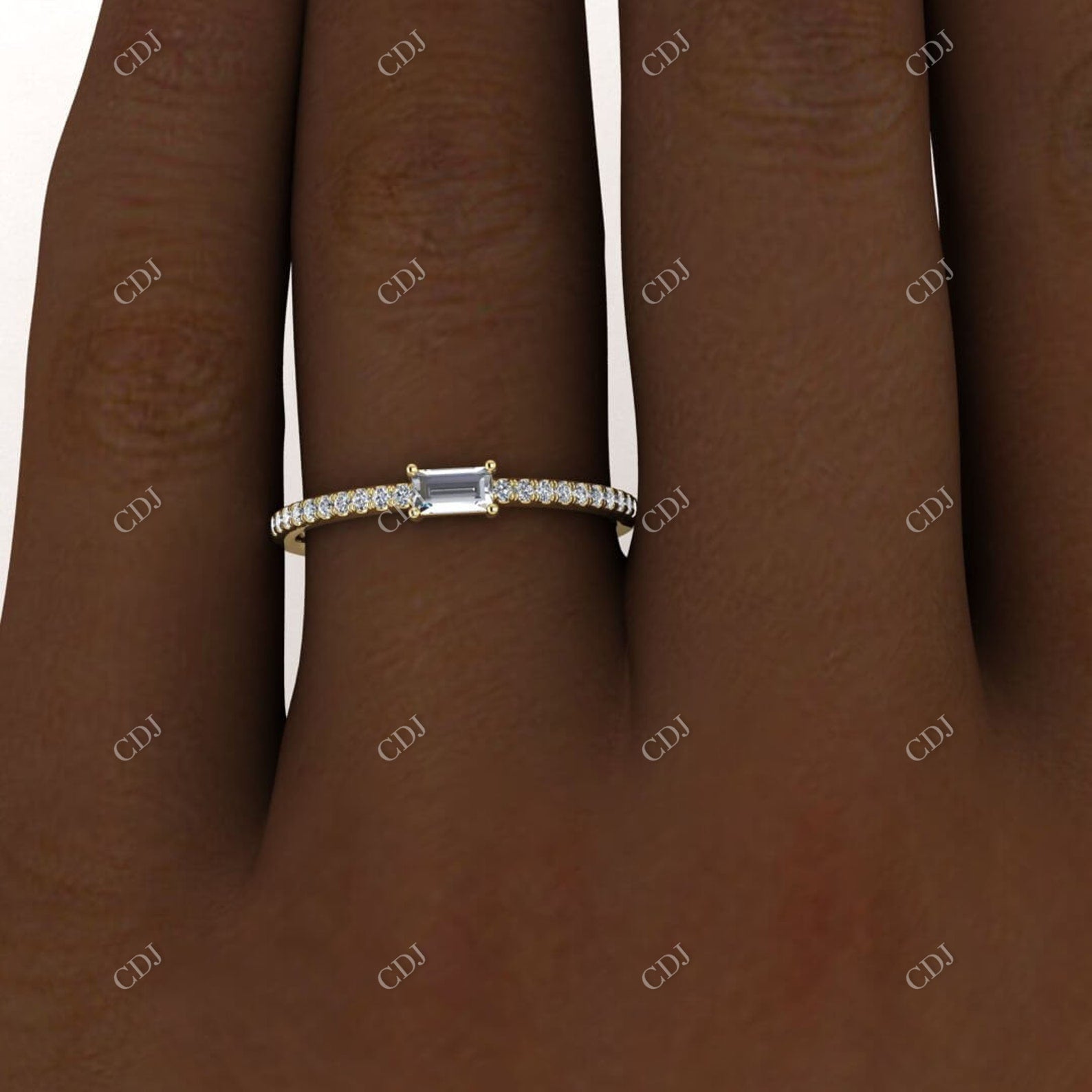 0.26CT Baguette Cut CVD Diamond Minimalist Stackable Ring  customdiamjewel   