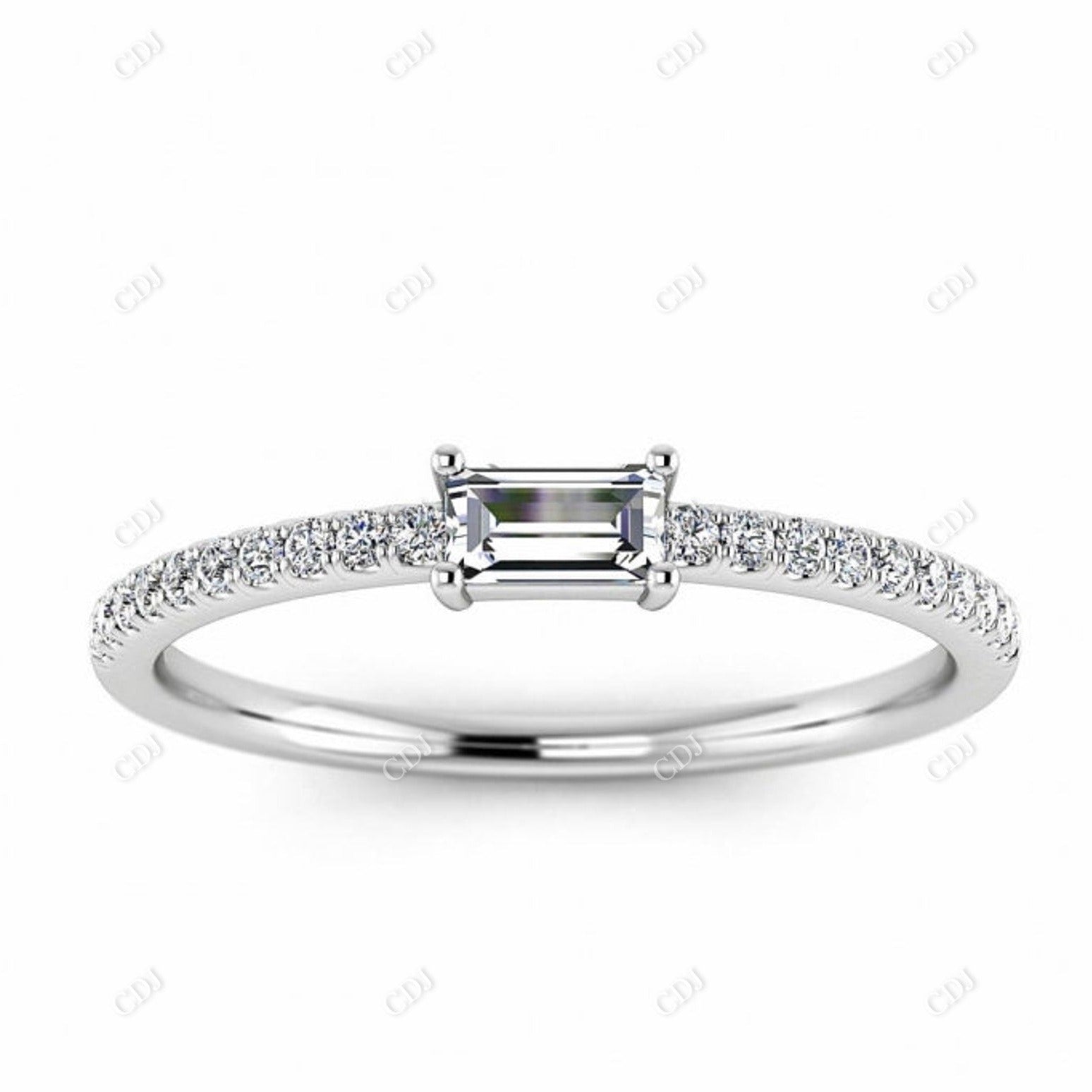 0.26CT Baguette Cut CVD Diamond Minimalist Stackable Ring  customdiamjewel 10KT White Gold VVS-EF