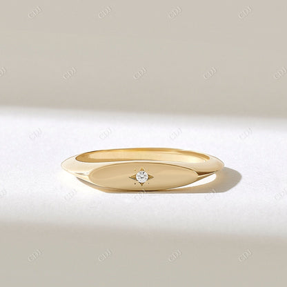0.01CT Earth Mine Diamond Slim Star Signet Ring  customdiamjewel 10KT Yellow Gold VVS-EF