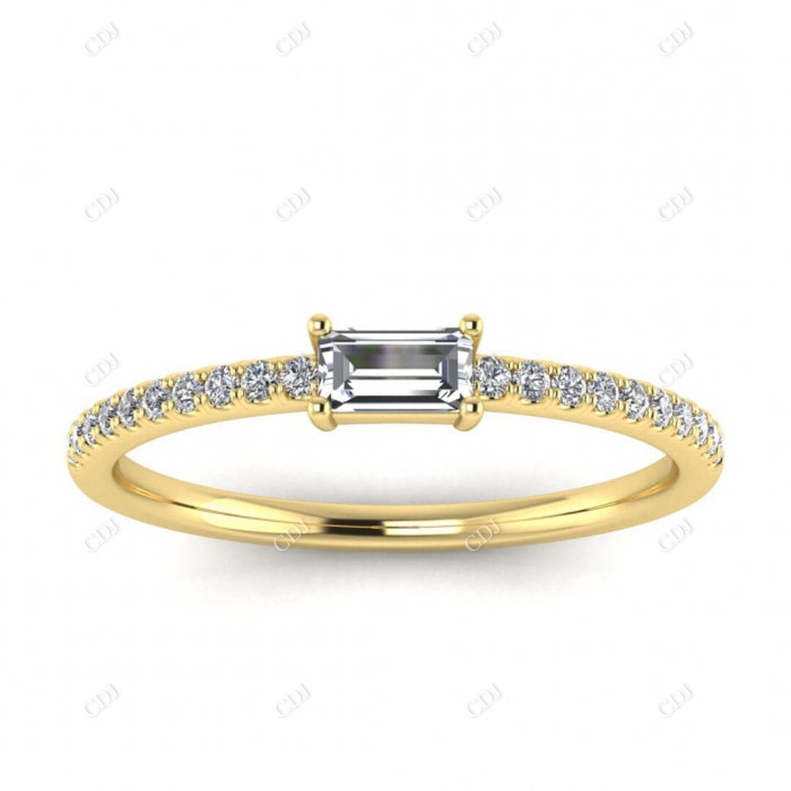0.26CT Baguette Cut CVD Diamond Minimalist Stackable Ring  customdiamjewel 10KT Yellow Gold VVS-EF