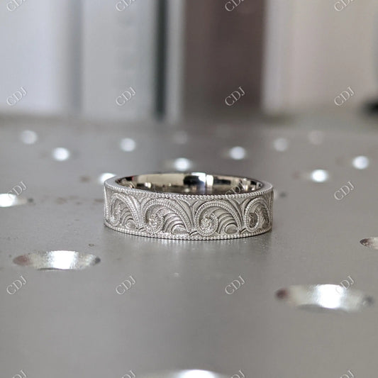 Vintage Style Milgrain Men's Thick Wedding Band  customdiamjewel 10KT White Gold VVS-EF