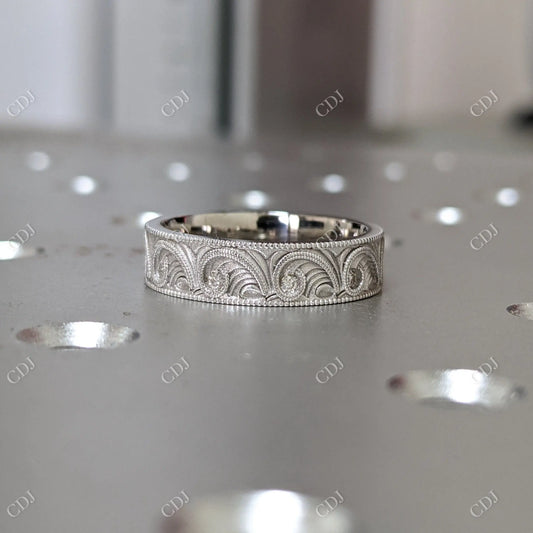 5mm Flat Engraved Wedding Ring  customdiamjewel 10 KT White Gold VVS-EF