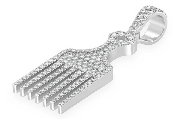 Hair Pick Diamond Solid Gold Pendant customdiamjewel