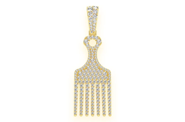 Hair Pick Diamond Solid Gold Pendant customdiamjewel