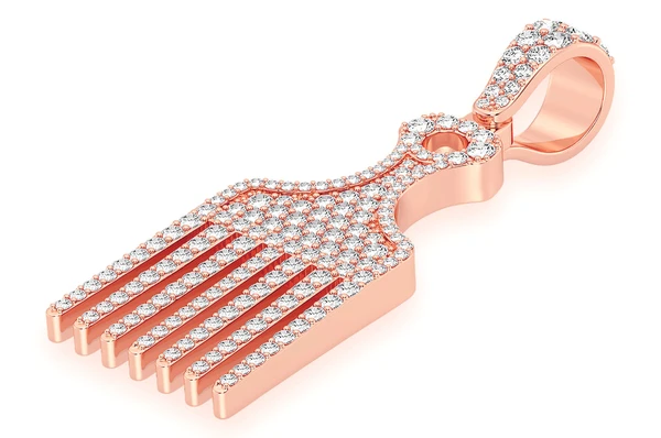 Hair Pick Diamond Solid Gold Pendant customdiamjewel