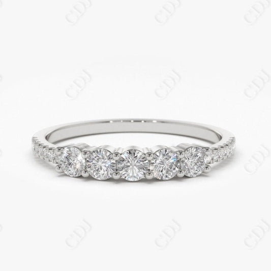 0.41CTW Lab Grown Round Diamond Wedding Band  customdiamjewel 10KT White Gold VVS-EF