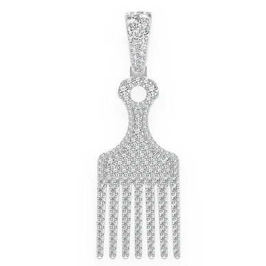 Hair Pick Diamond Solid Gold Pendant customdiamjewel