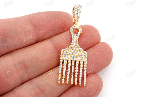 Hair Pick Diamond Solid Gold Pendant customdiamjewel