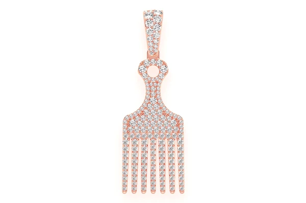 Hair Pick Diamond Solid Gold Pendant customdiamjewel