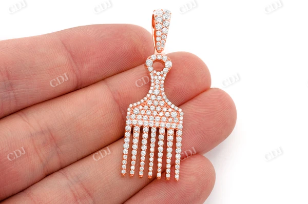 Hair Pick Diamond Solid Gold Pendant customdiamjewel