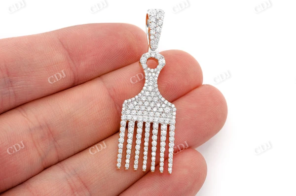 Hair Pick Diamond Solid Gold Pendant customdiamjewel