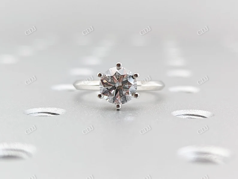 1CT Round Cut Moissanite Solitaire Engagement Ring