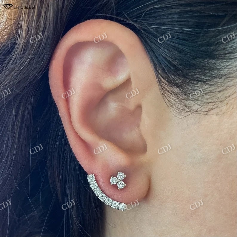 Moissanite Diamond Minimalist Unique Earrings Gift For Her  customdiamjewel   