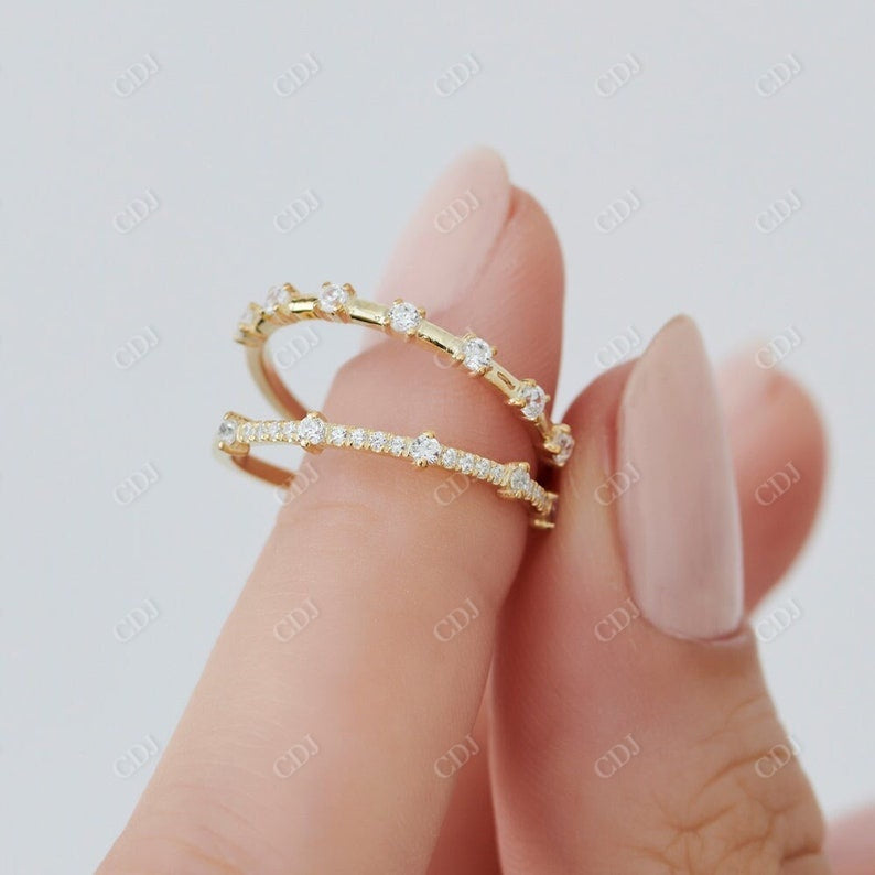 0.20CTW Round Cut Natural Diamond Yellow Gold Stackable Band  customdiamjewel   