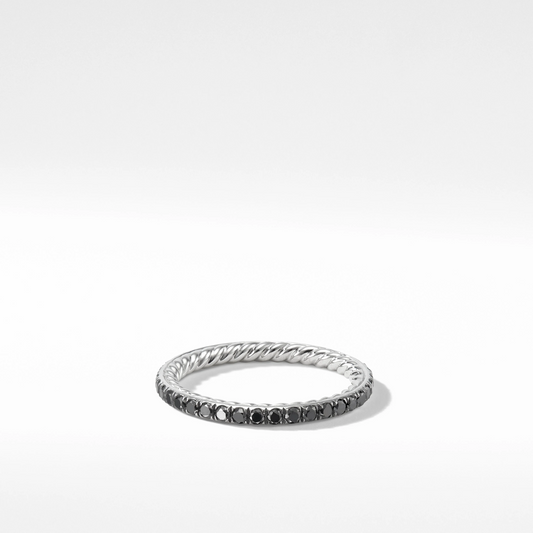 0.48CTW Round Pave Black Lab Grown Diamond Engagement Ring  customdiamjewel 10KT White Gold VVS-EF