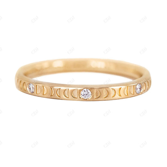 Moon Phase Round Lab Grown Diamond Wedding Band  customdiamjewel 10KT Yellow Gold VVS-EF