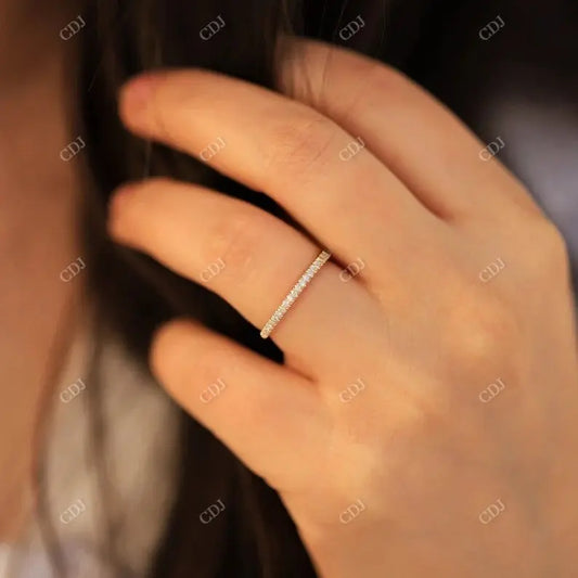 Round Cut Yellow Gold Half Eternity Moissanite Wedding Band  customdiamjewel 10KT Yellow Gold VVS-EF