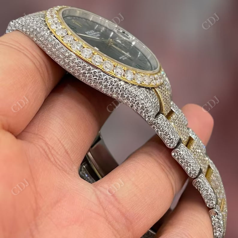 Stainless Steel Black Dial Diamond Rolex Bust Down Watch