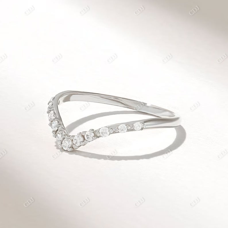 0.19CTW Round Cut Lab Grown Diamond Curved Wedding Band