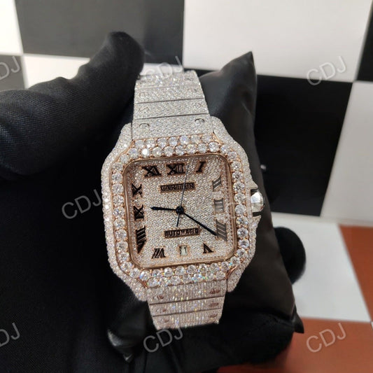 Moissanite studded Iced Out Cartier Watch customdiamjewel
