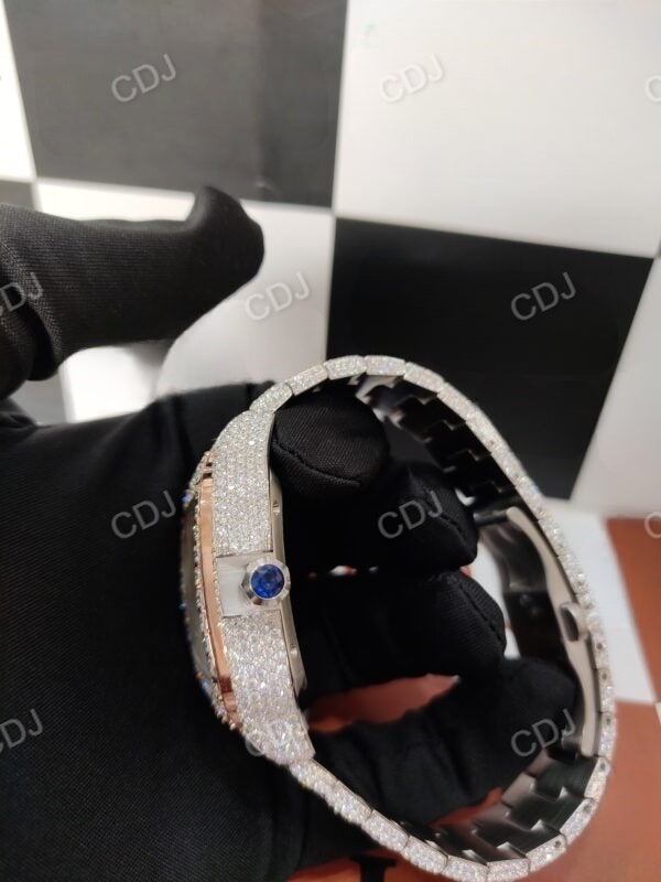 Moissanite studded Iced Out Cartier Watch customdiamjewel