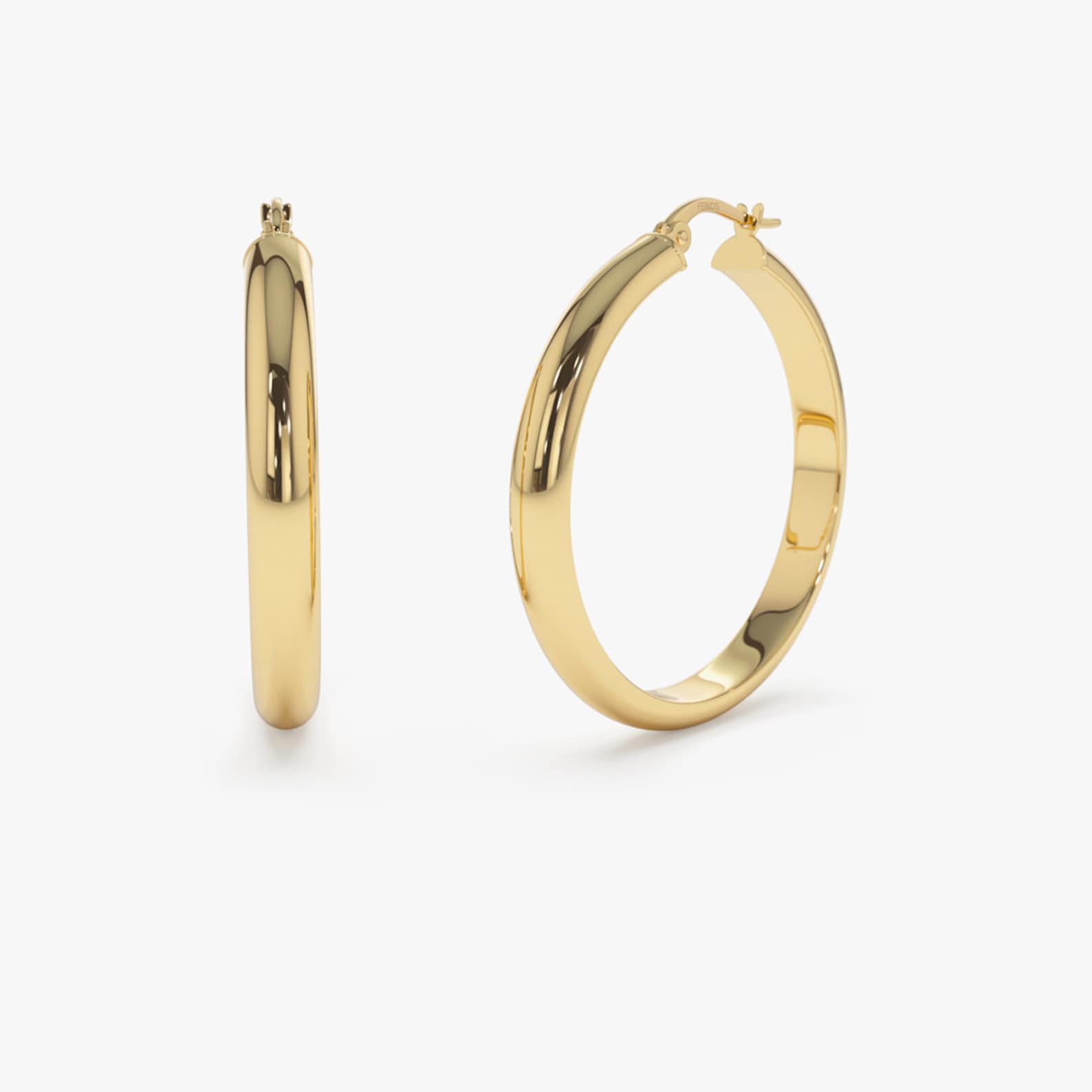 35MM Bold Gold Hoop Plain 10K Gold Earrings  customdiamjewel   