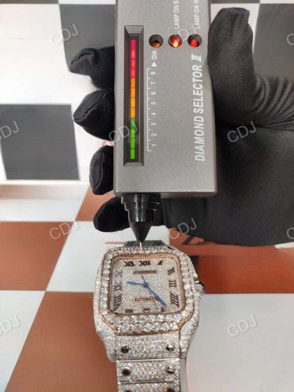 Moissanite studded Iced Out Cartier Watch customdiamjewel