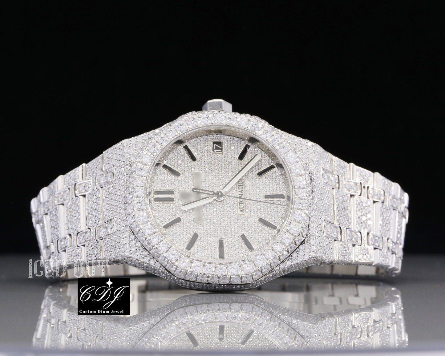 Stainless Steel Rapper Fully Diamond Watch (27CT Approx)