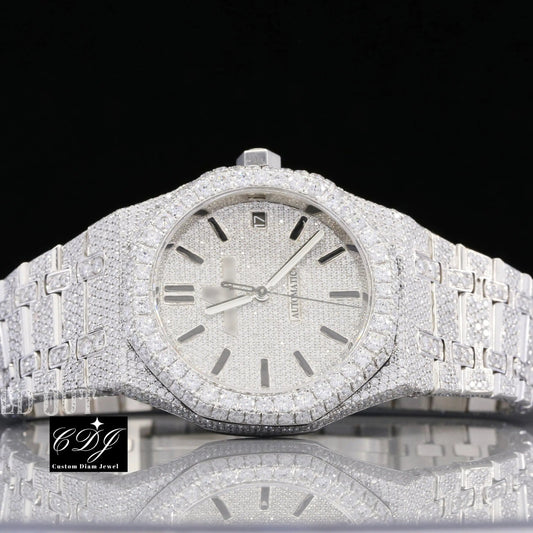 Full Iced Out Moissanite Studded Watch customdiamjewel