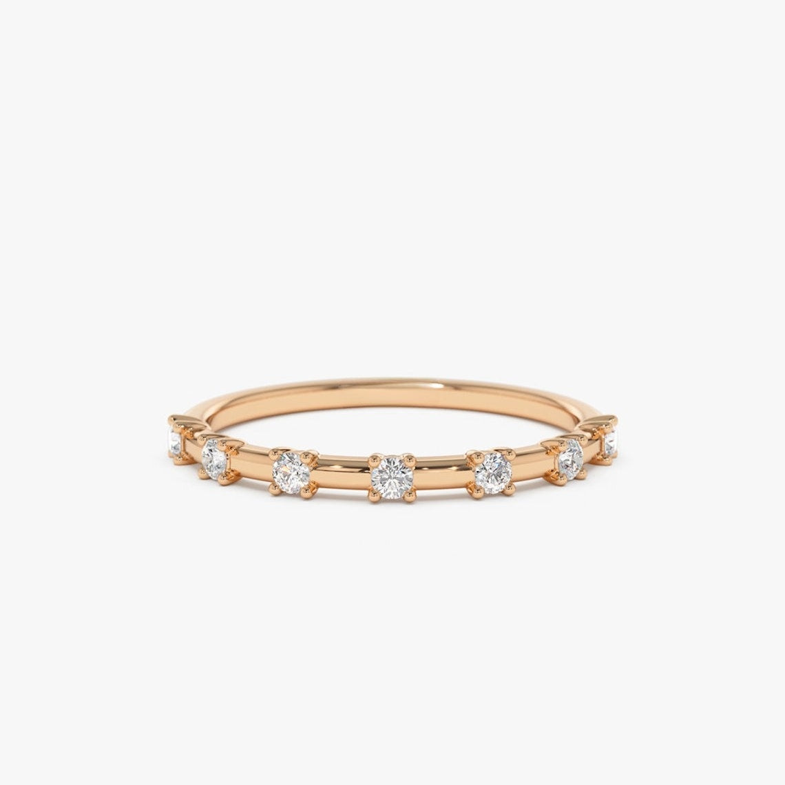 0.20CTW Round Cut Natural Diamond Yellow Gold Stackable Band  customdiamjewel 10KT Rose Gold VVS-EF
